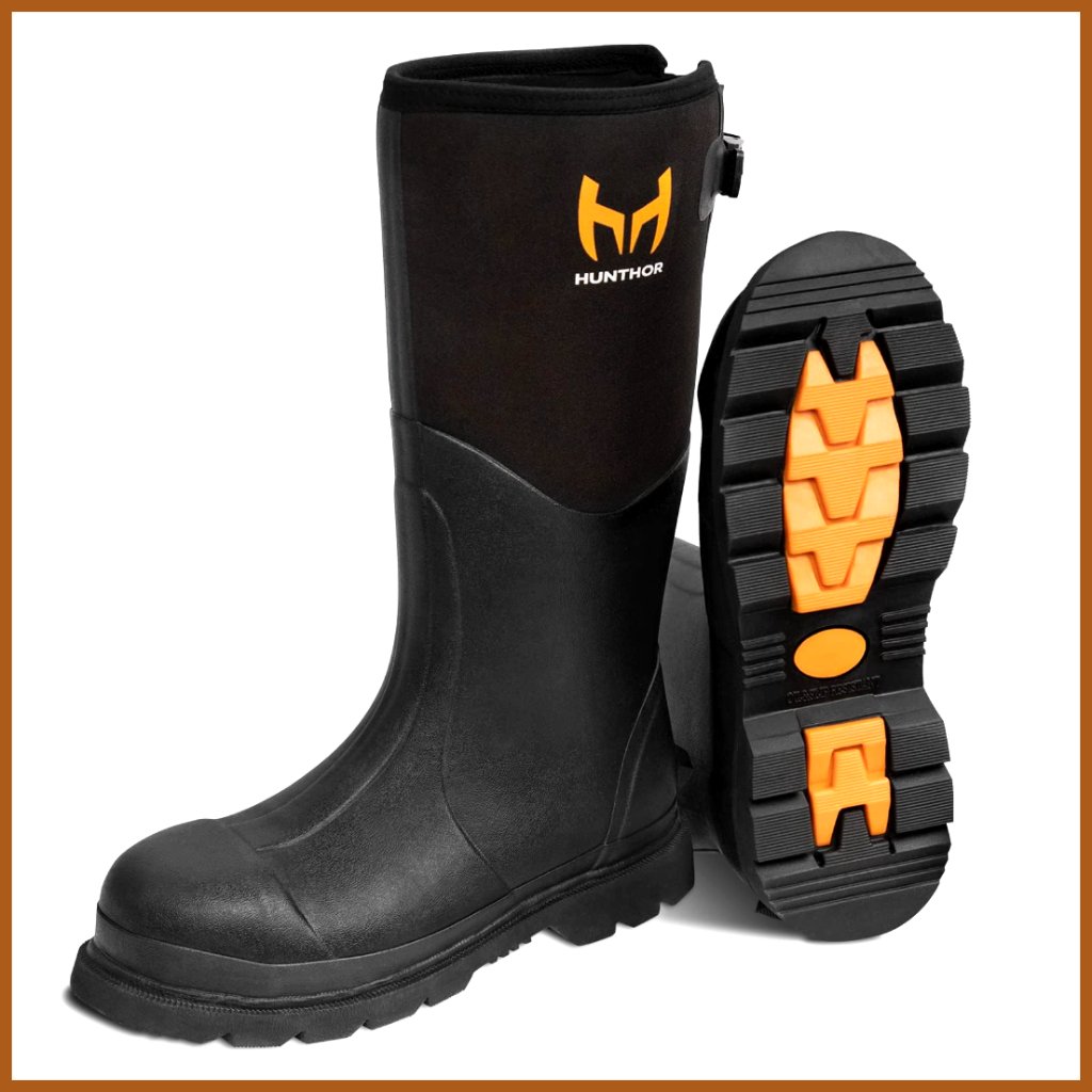 Steel Toe Rubber Work Boots, Waterproof Insulated Neoprene Hunting Boots